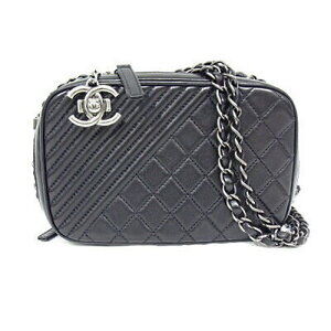 Chanel Boy Camera BagChain Shoulder Bag PouchBlack Lambskin Coco Mark